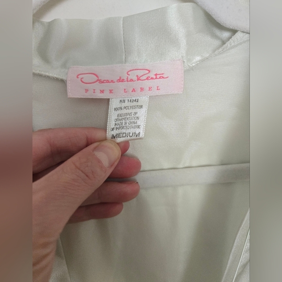 Vintage Oscar de la Renta Pink Label Elegant Light Green Satin Robe | Size M - Picture 4 of 8